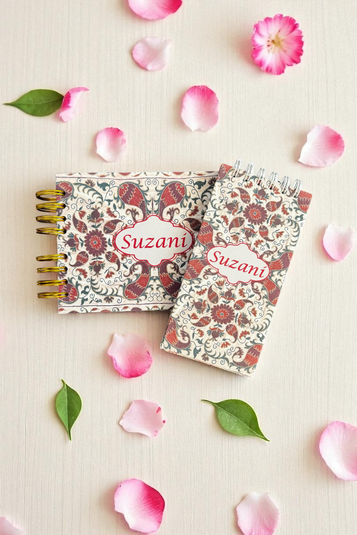 Набор блокнотов Suzani с восточным узором — стильный подарок и вдохновение для заметок. Ручная работа, орнамент (темный дизайн)