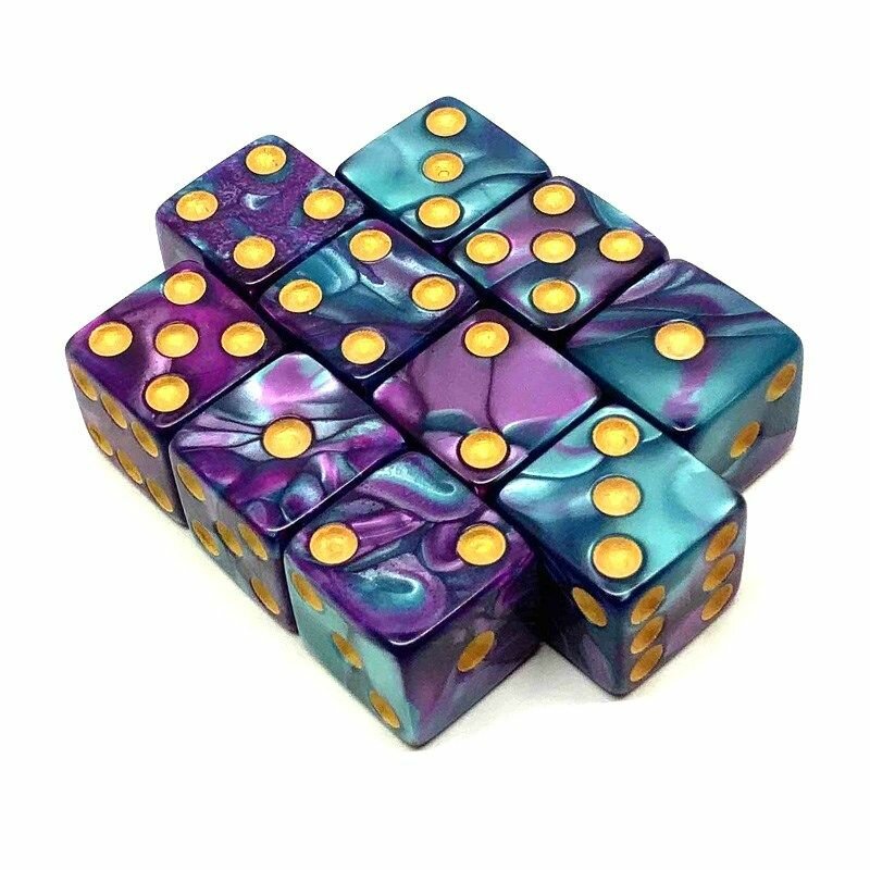 Набор игральных кубиков 10 шт. D6 перламутровые "Цена Знаний" 16мм с ровными углами