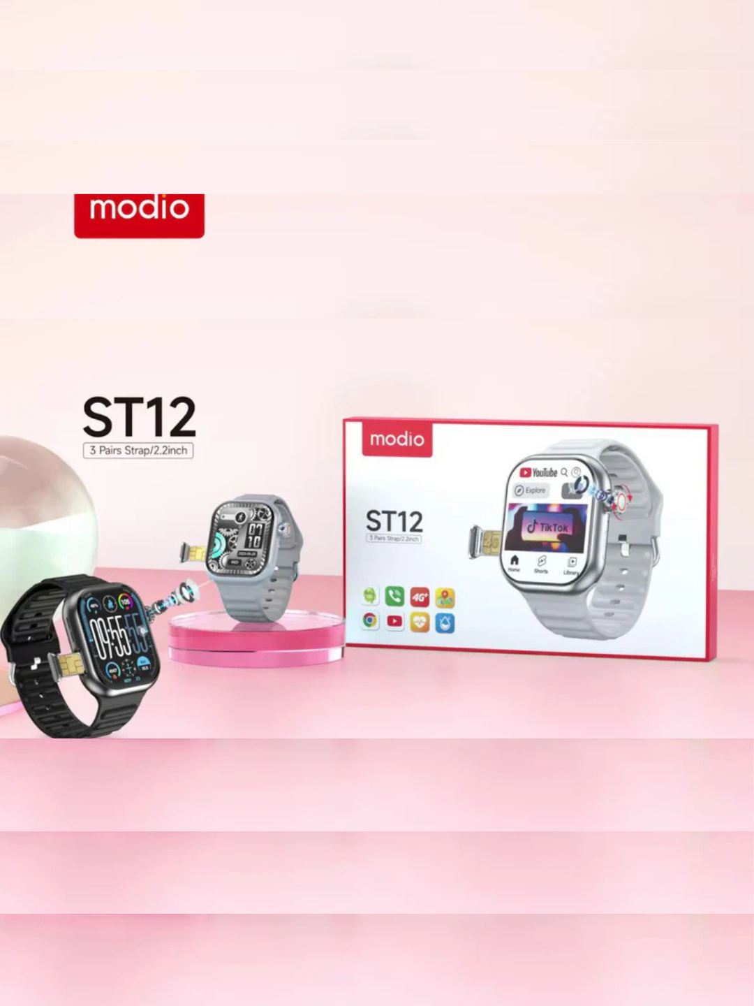 Умные часы Modio ST12 4G — SIM, WhatsApp, Камера, экран 2.2″ — фото 1
