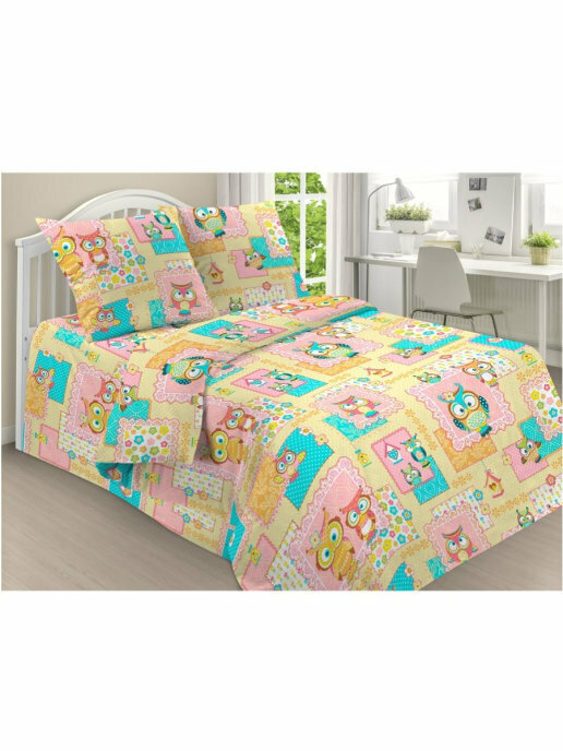 Комплект постельного белья 1,5 спальный, 100% хлопок поплин, 1 наволочка 70x70 Текстиль в детскую комнату и на подарок