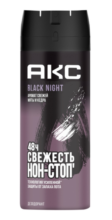 AКС Дезодорант-спрей Black Night, мята и кедр, 150 мл