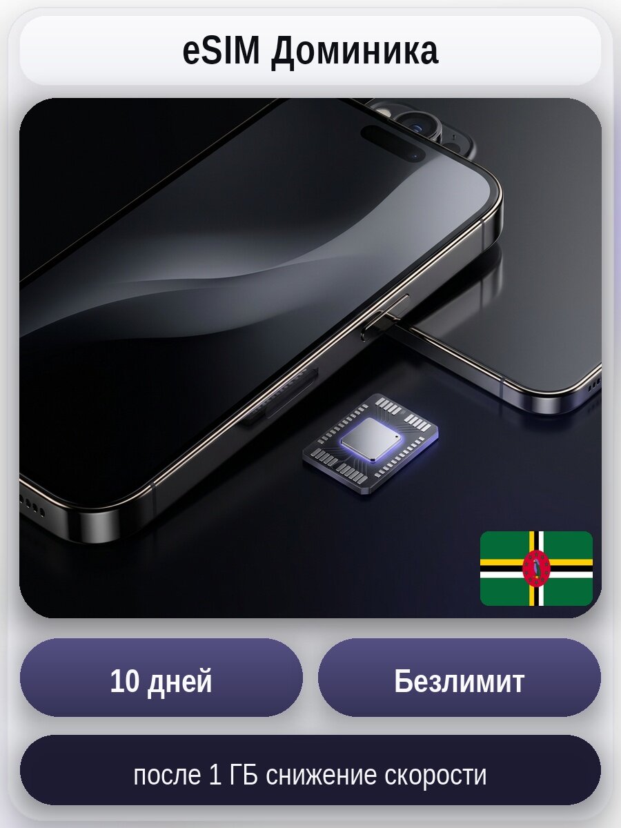 ESIM для мобильного интернета: безлимит на 10 дней | Доминика | Виртуальная СИМ-карта