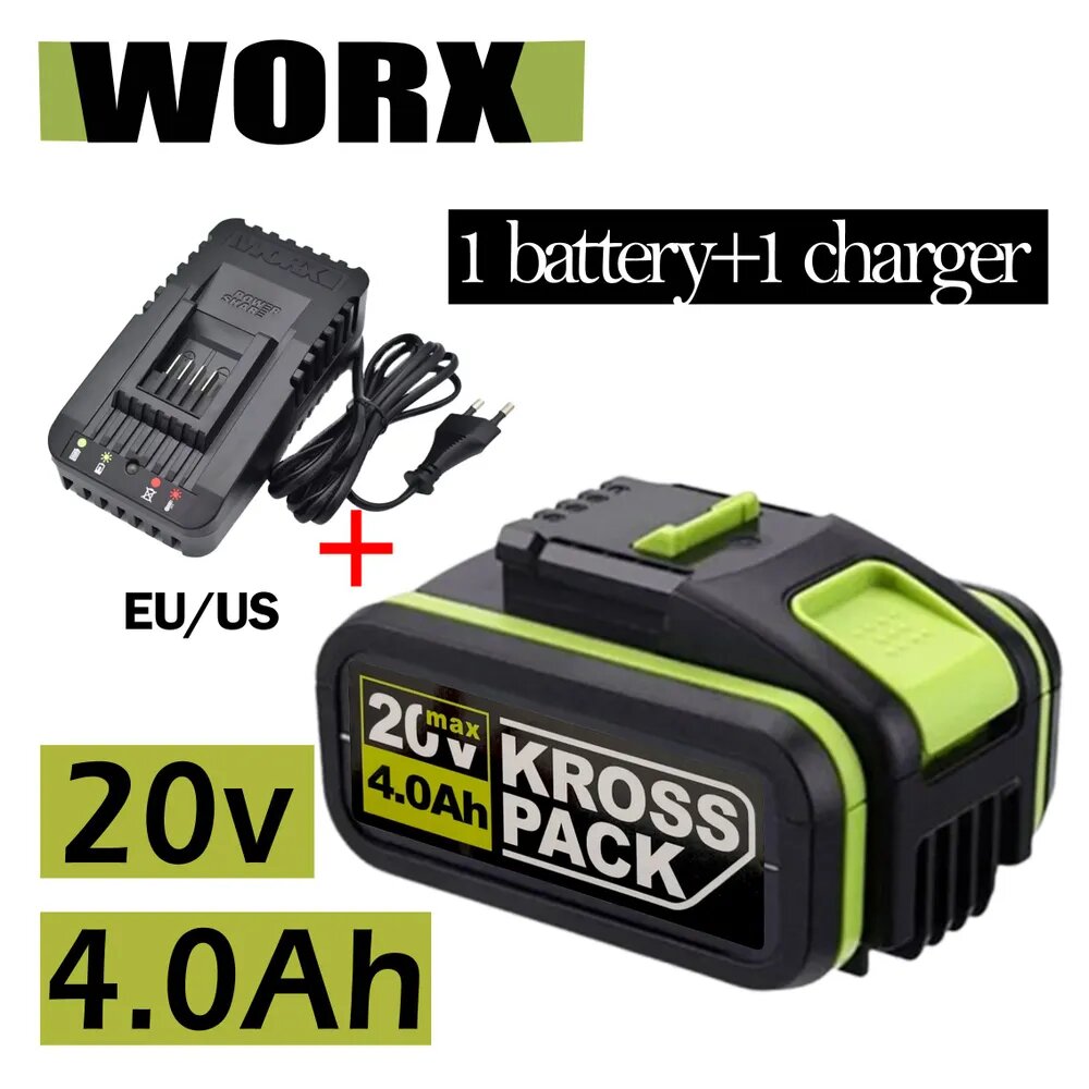 20V 4.0 Ah Инструментальный аккумулятор Worx Литиевый аккумулятор