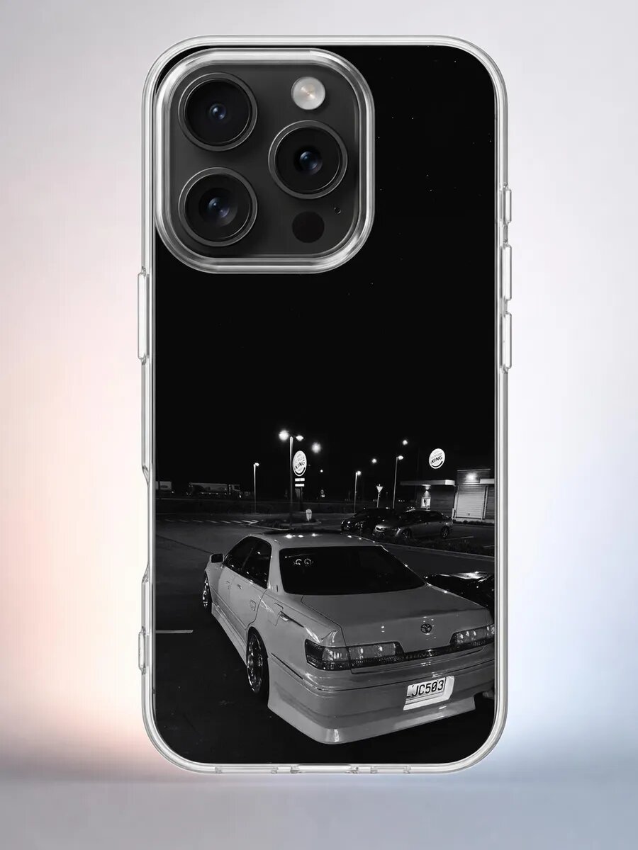 Чехол iPhone 15 Pro Toyota Chaser ночью силиконовый