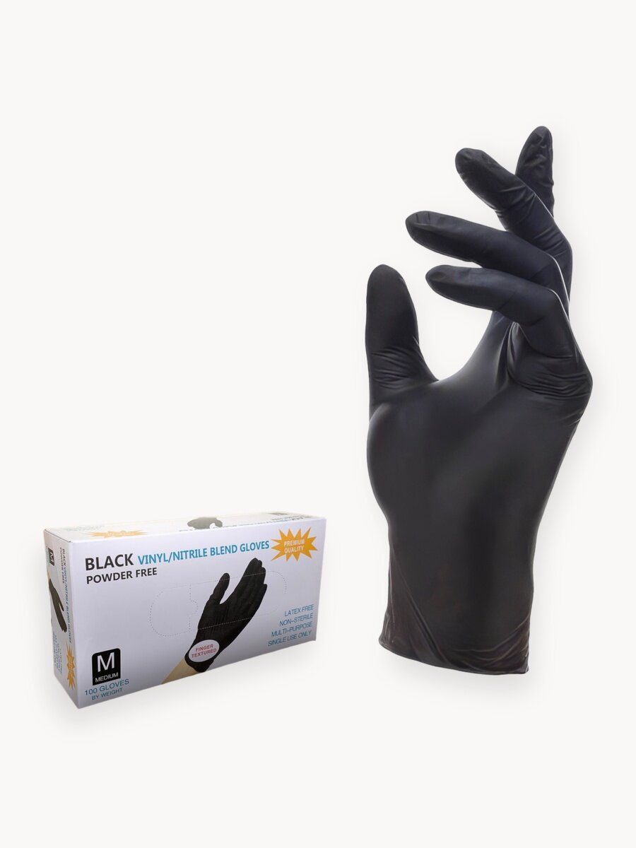 Перчатки Wally Plastic нитриловые, 50 пар, размер M, цвет черный