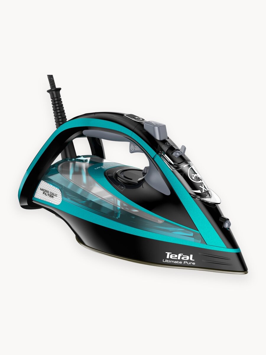 Паровой утюг для одежды Tefal Ultimate Pure FV9837E0, с паровым ударом 250 г/мин, автоотключением, 3000 Вт, Франция