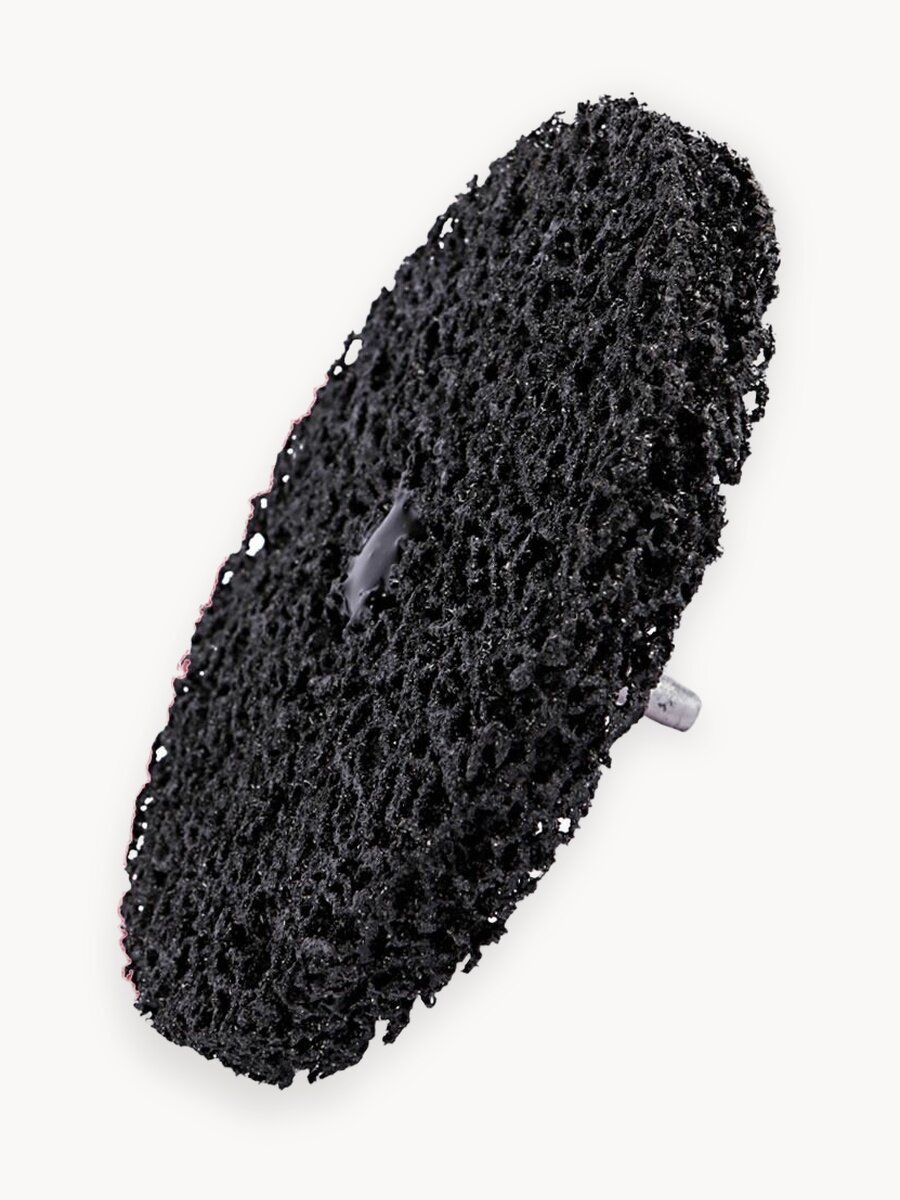 Круг зачистной полимерный, насадка на болгарку УШМ со штоком для дрели, диск коралловый универсальный 125 мм Derzhi