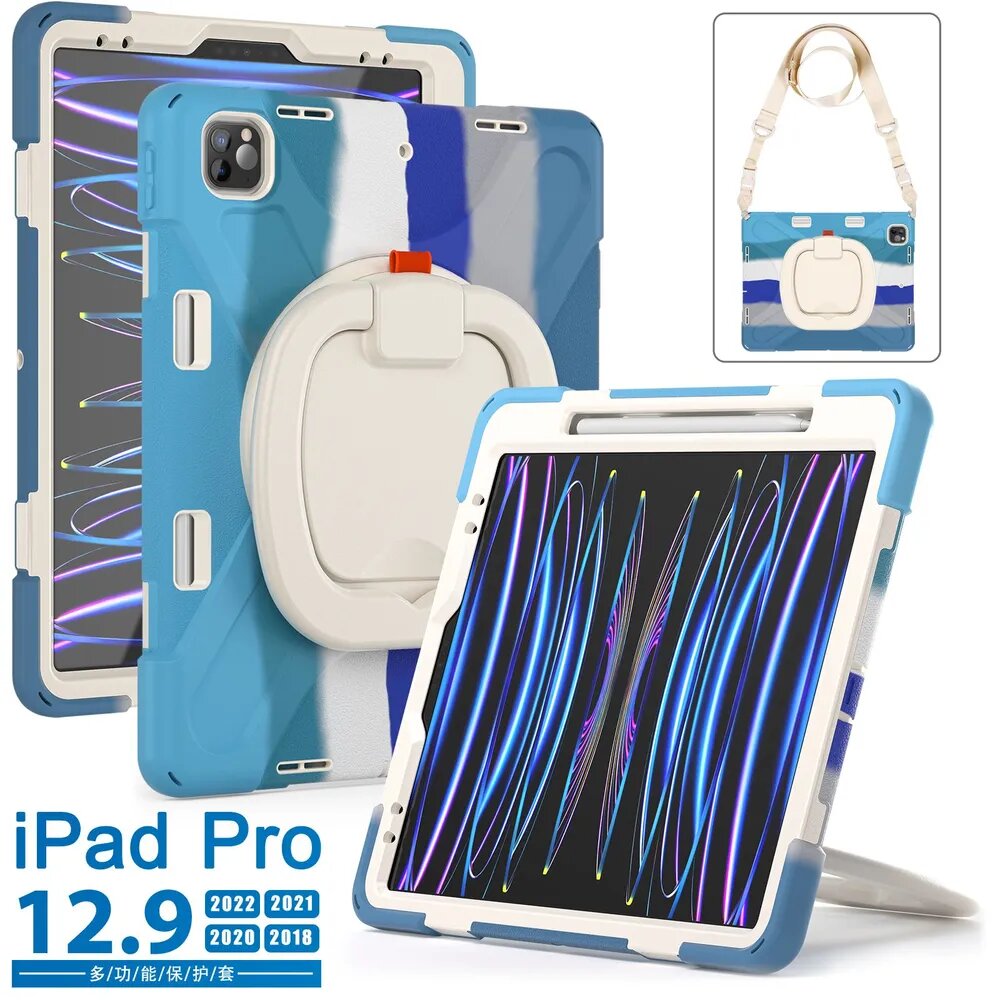Подходит для защитного чехла для планшетного компьютера iPad Pro 12.9 2018/2020/2021/2022 ; ipad air 13 дюймы 2024-< Colorful Blue>