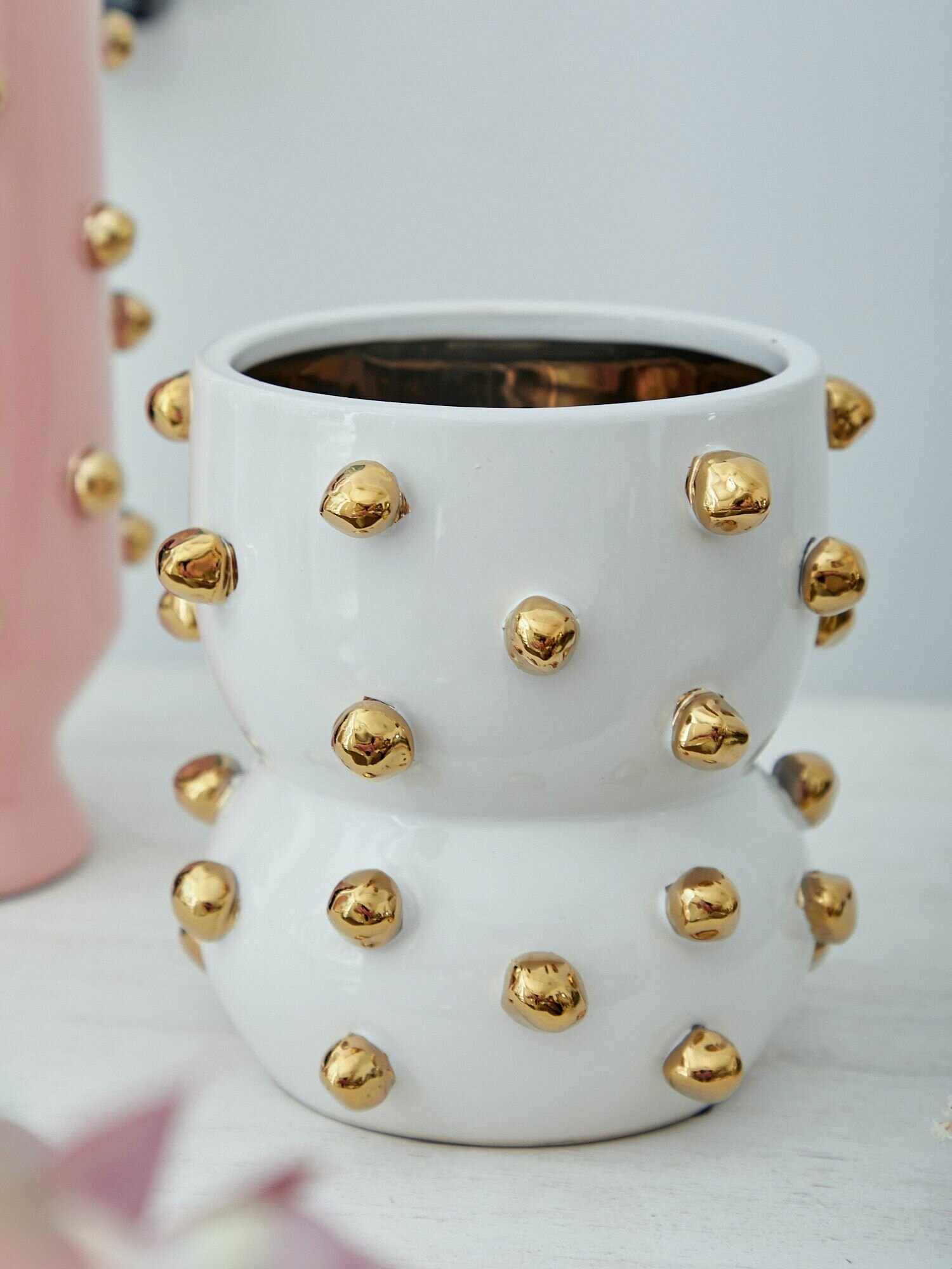 74-032 Ваза интерьерная, настольная, керамика 15х15х16см, Glasar