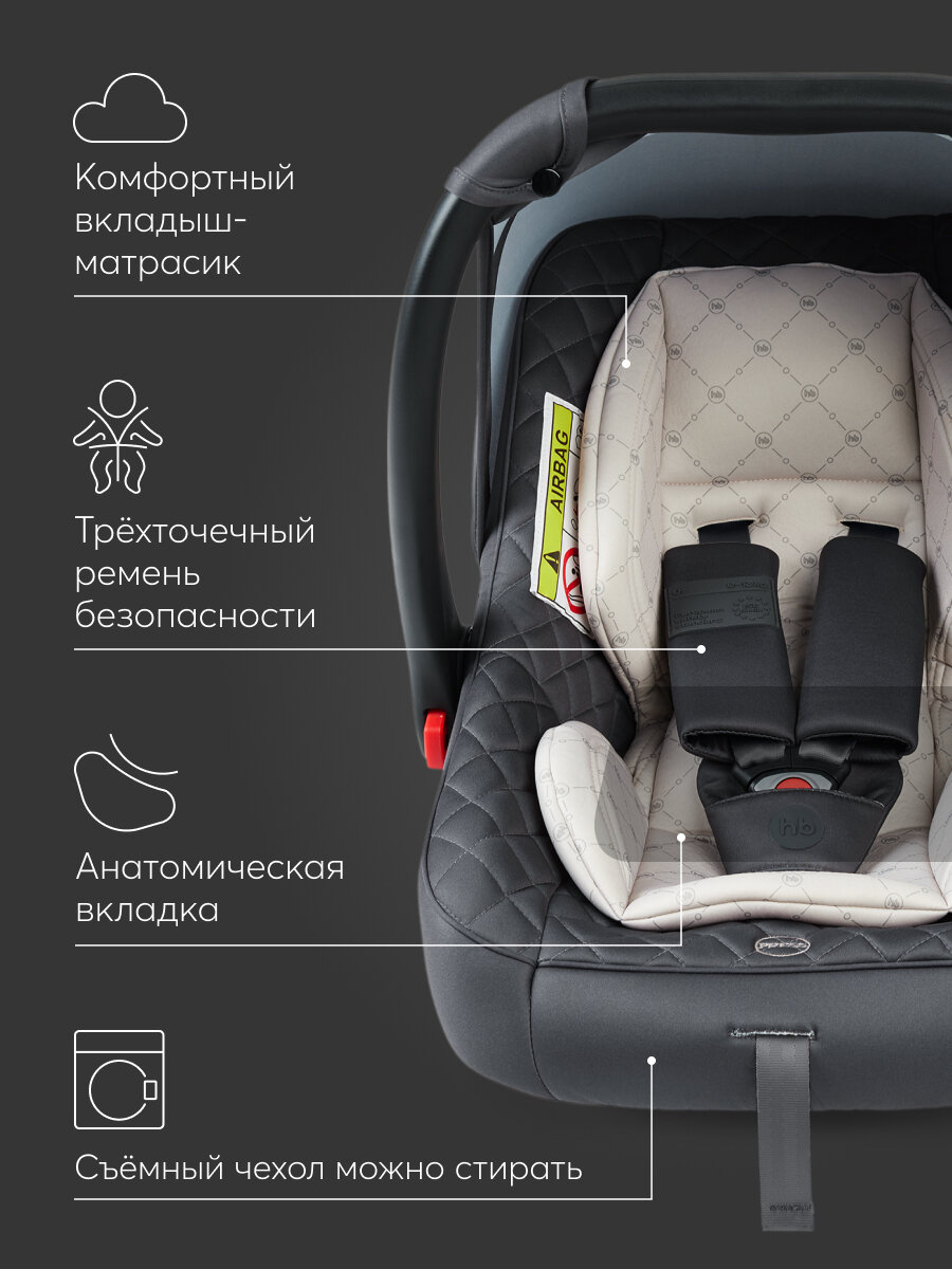 Автолюлька для новорожденных от 0 Skyler V2 Happy Baby группа 0+, от 0 до 13кг, с анатомическим вкладышем, темно-серая — фото 1