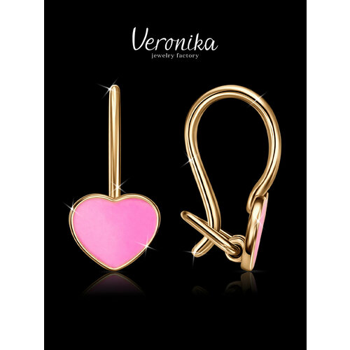 фото Серьги veronika, серебро, 925 проба, золочение, эмаль, , золотистый
