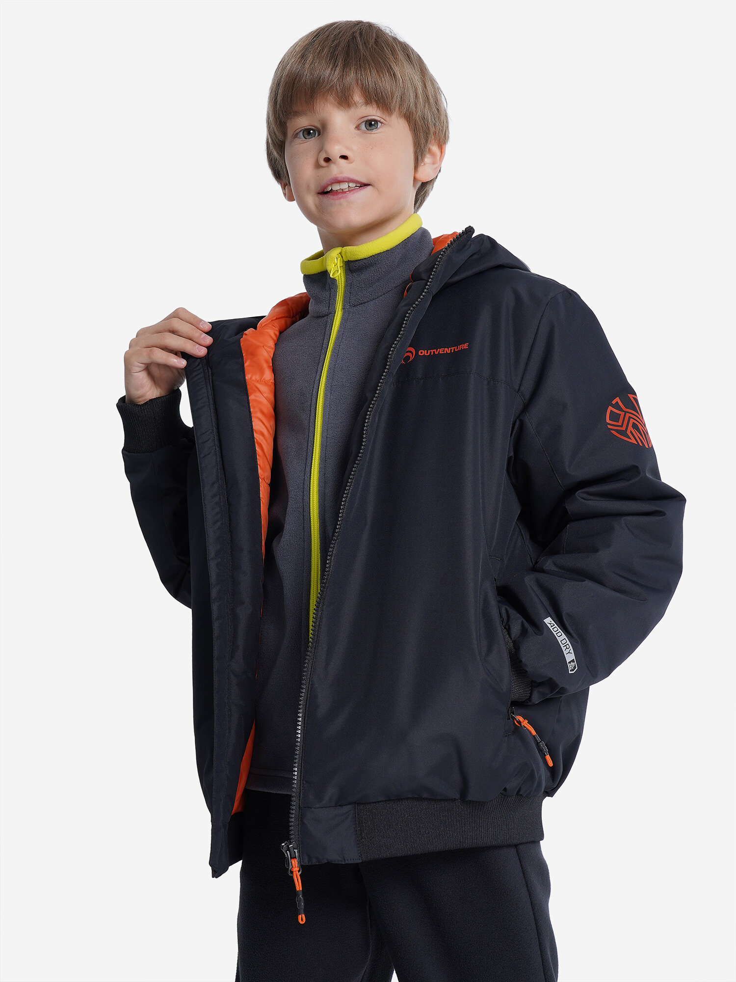 Куртка OUTVENTURE Travel Boys' Padded Jacket, размер 164/170, черный