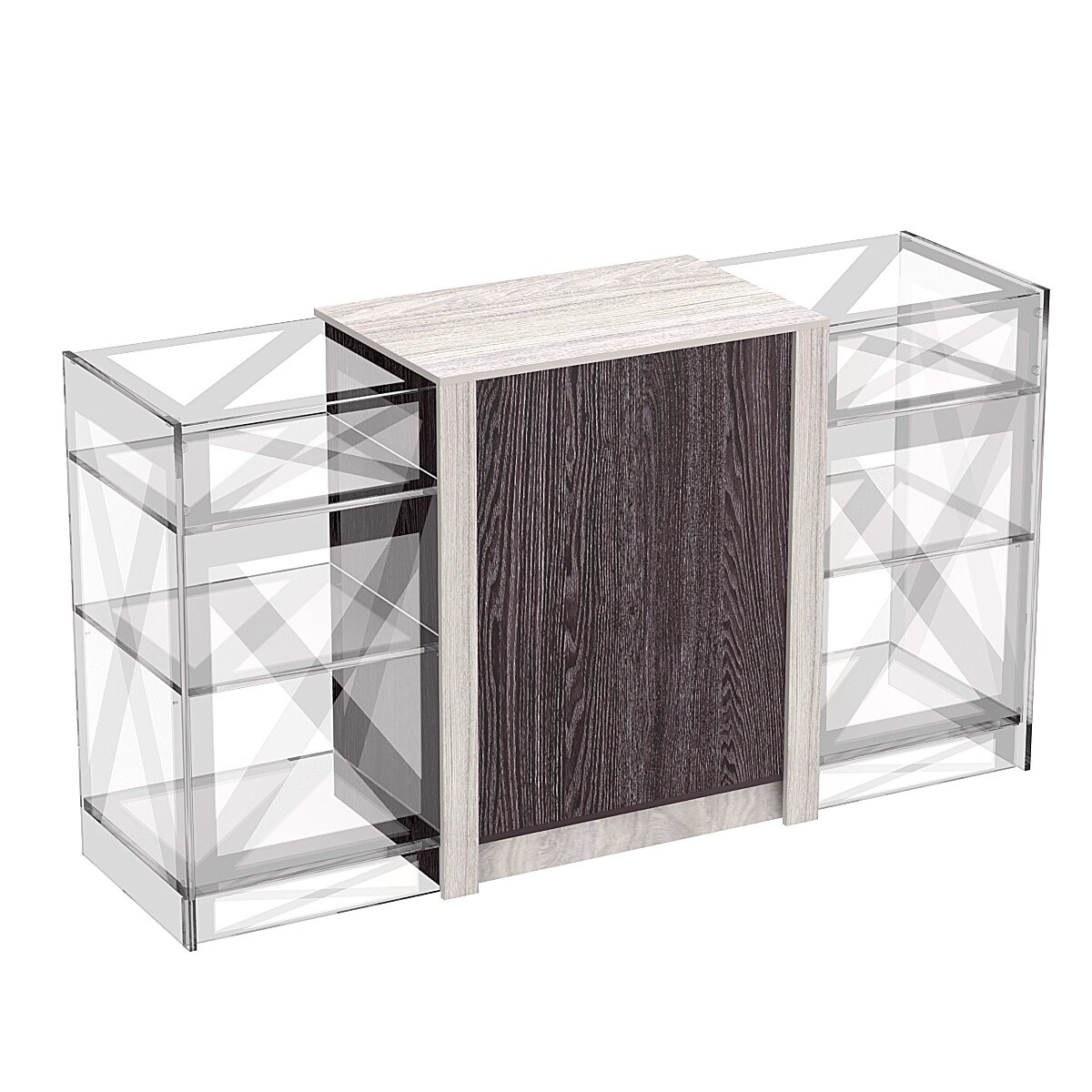 Прилавок из ДСП Модерн №1-КР-900 центральный, Ясень Анкор темный + Ясень Анкор светлый