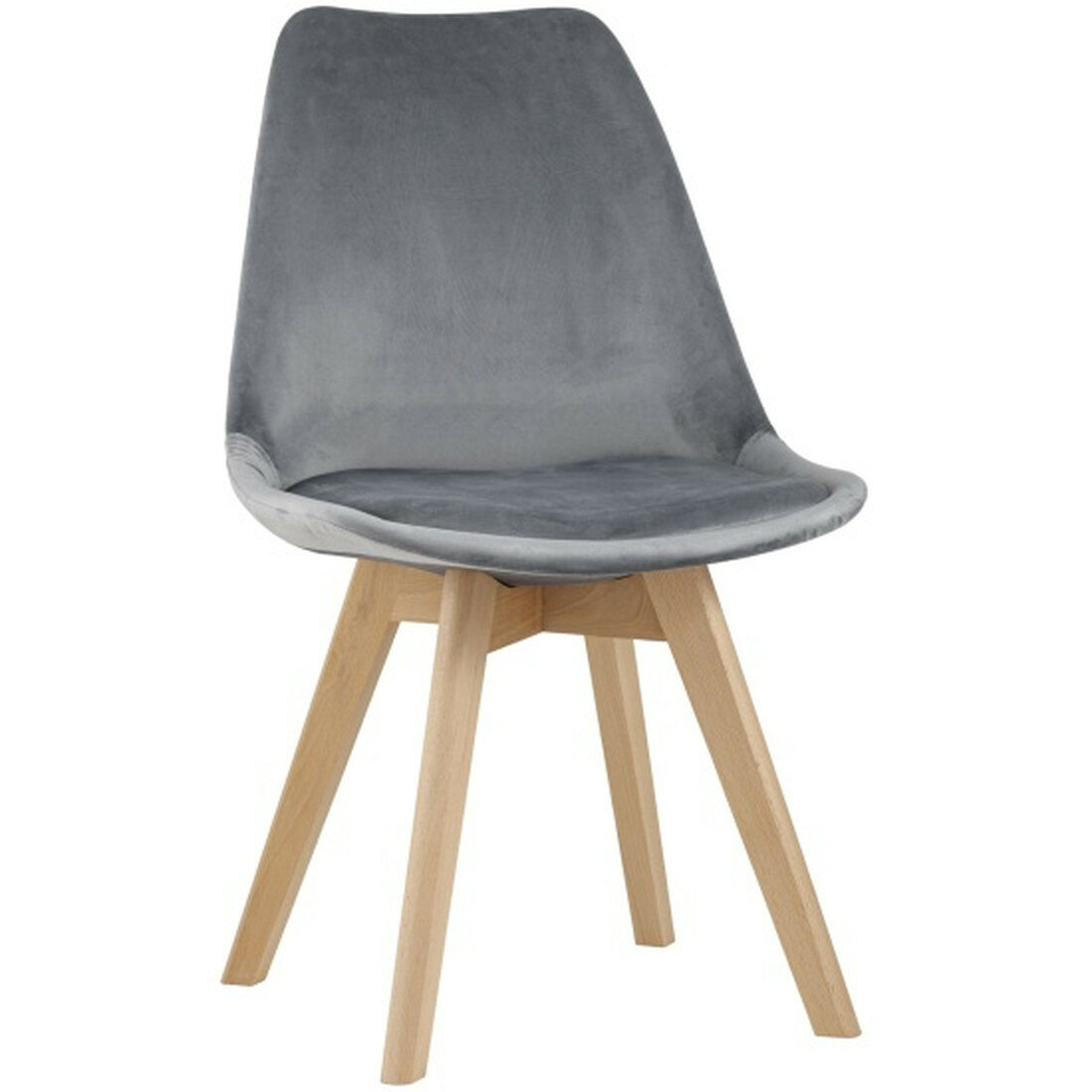 Стул обеденный Stool Group FRANKFURT, велюр, серый, каркас бежевый, 82x57x48 см