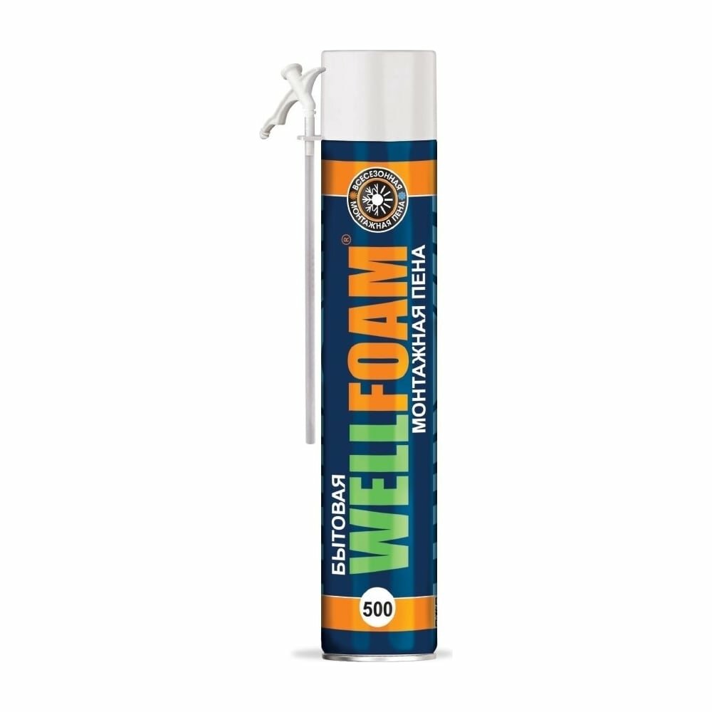 Бытовая всесезонная полиуретановая пена монтажная WELLFOAM 500