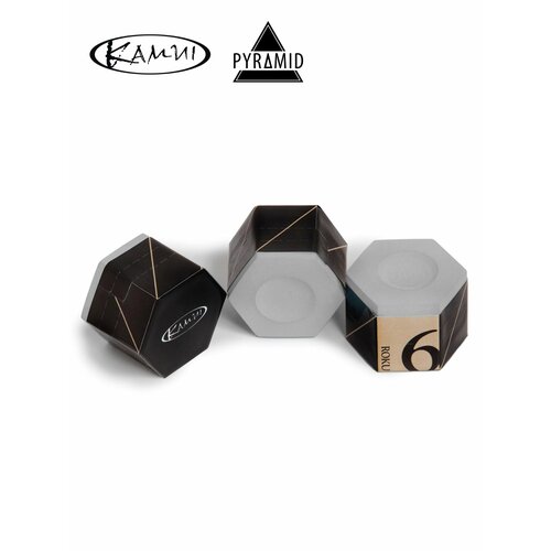 Мел для бильярда Kamui Roku Pyramid Slate, для наклейки, шестигранный, серый, 1 шт.