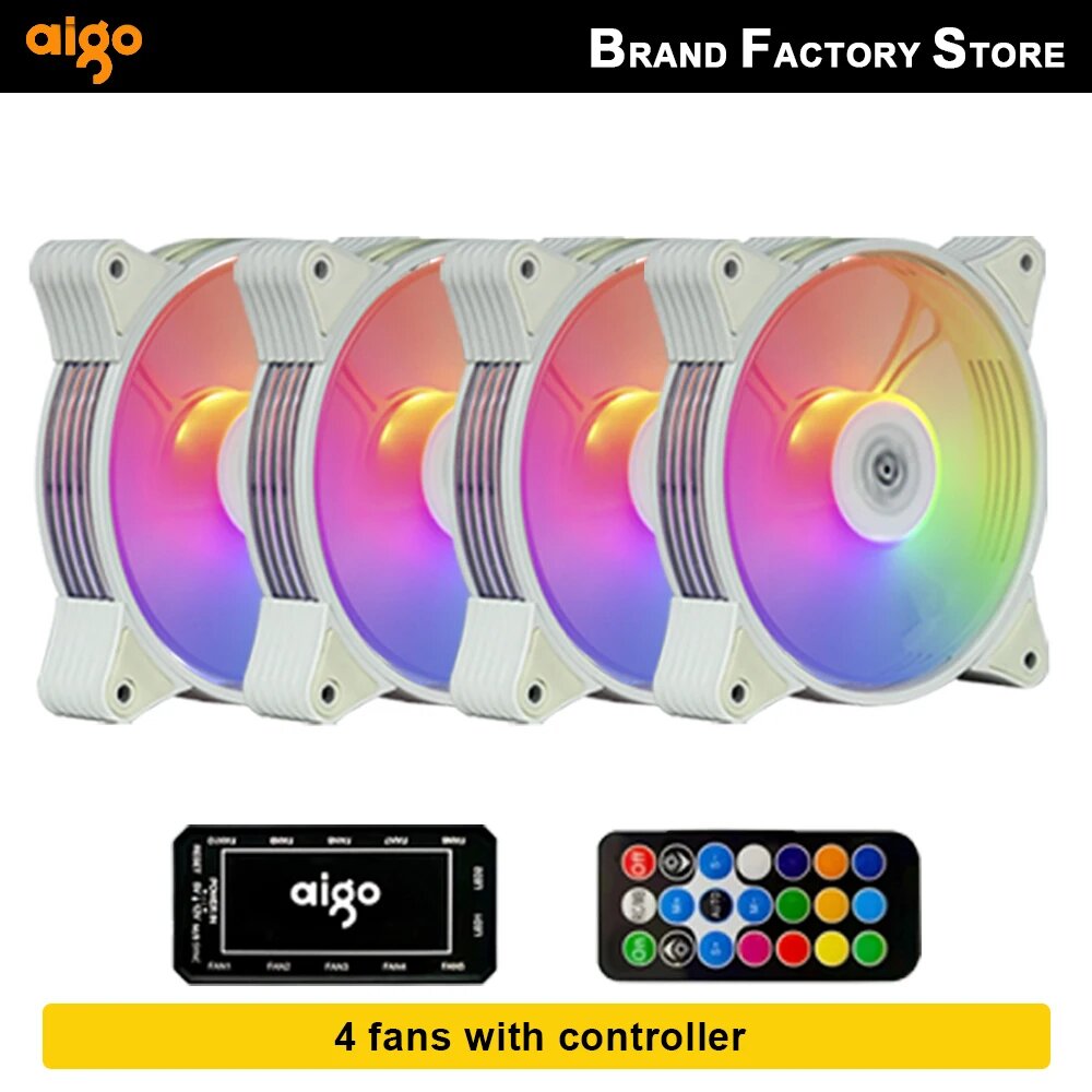 Aigo AR12 белый корпус вентелятор 120 мм, AR12 4in1 white, A-RGB, Белый