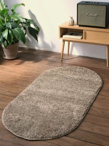 Изображение товара Ковер овальный Коричневый 1.5 х 2.5 м мягкий, пушистый, с высоким ворсом, на пол для комнаты Белка Фьюжн 42810_49022