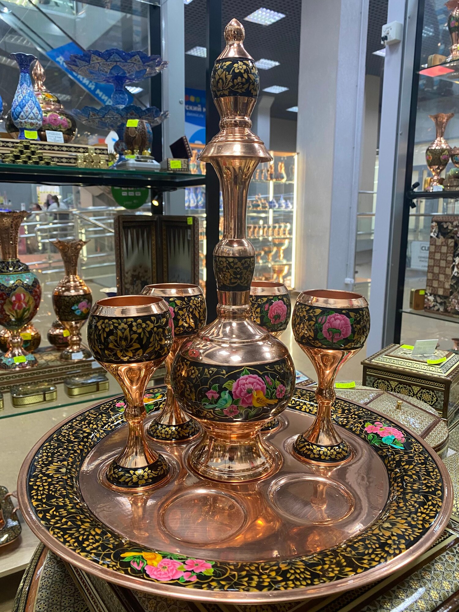 Винный сервиз Персидский базар "Ташир", Иран, ручная работа, 6 предметов — фото 1