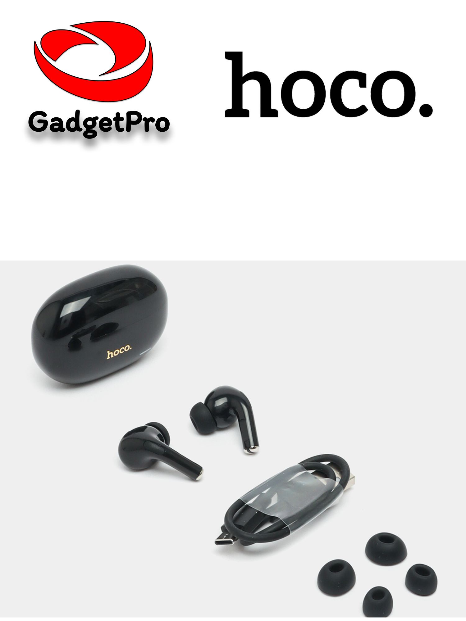 Наушники HOCO EW60 Plus TWS с Bluetooth 5.3, ANC, 20 ч, черные — фото 1