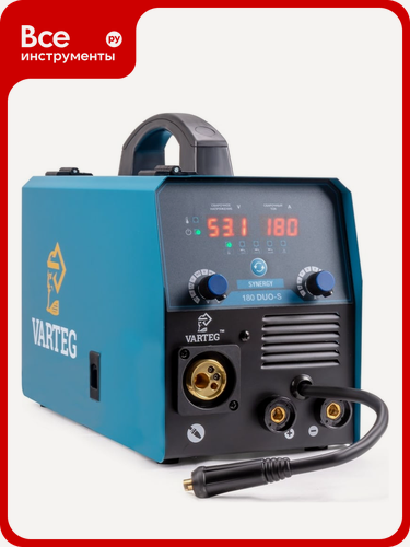 Изображение товара Сварочный полуавтомат VARTEG 180 DUO-S 8655: инверторный MIG/MAG/MMA, синергия, 180 А, воздушное охлаждение, IP21S, идеа