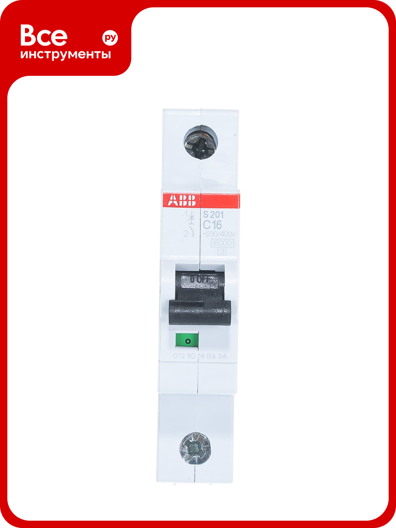 Автоматический модульный выключатель ABB 1п C S201 6кА 16А 2CDS251001R0164