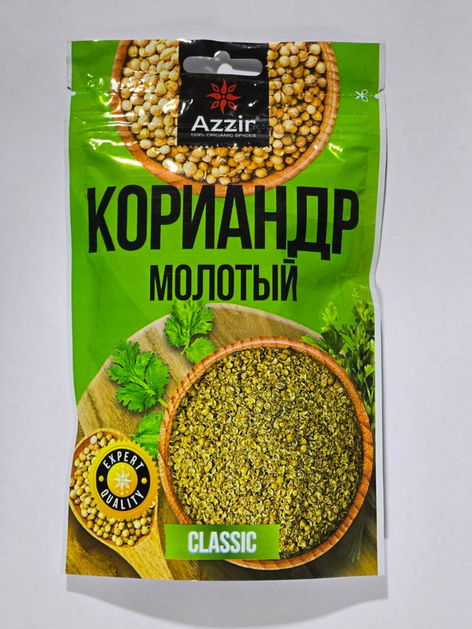 Семена кориандра среднего помола от "Azzir", 100% натуральный, упаковка дой-пак, 100 гр