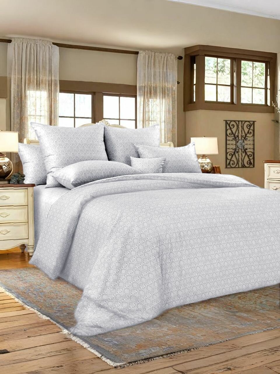 Пододеяльник сатин 220х240 - "Элегантный вензель"