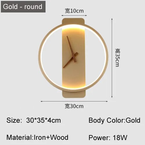 Настенные светильники Ynhaw черные/золотые LED 22Вт 22W Тёплый белый (2700-3500 K) Gold round