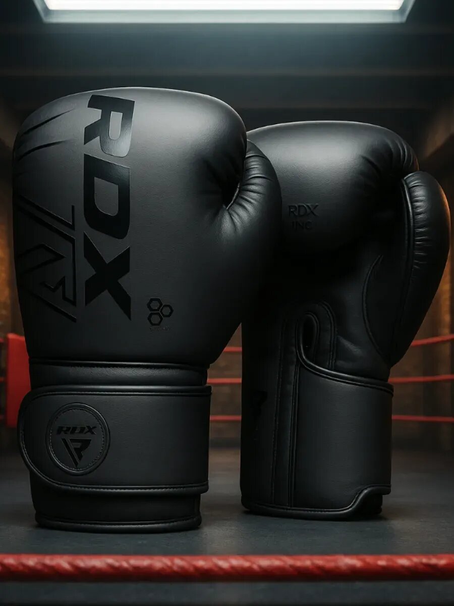 Боксерские перчатки RDX Kara 4-х слойные с гелем черные матовые 6 унций
