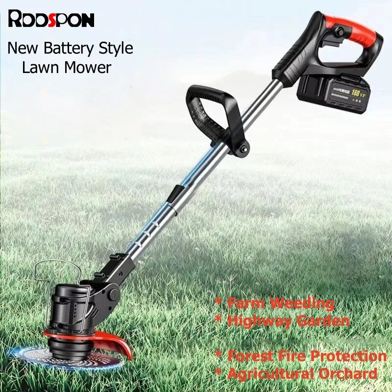 Изображение Аккумуляторная газонокосилка RDDSPON 500 Вт красная, 1PCS 4AH Battery