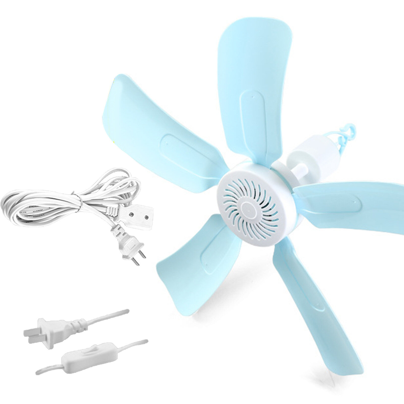 Ceiling Fan 5 Blade 3 Meters Cord Plastic Wall Mount Top Low Noise for Home Office