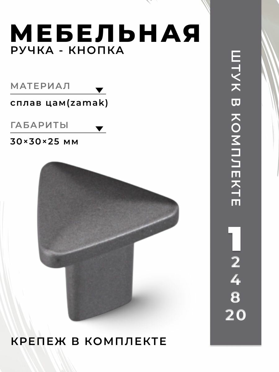 Ручка-кнопка мебельная Inred IN.01.5080.0. GF цвет графит ручка для шкафов комодов кухонного гарнитура для мебели