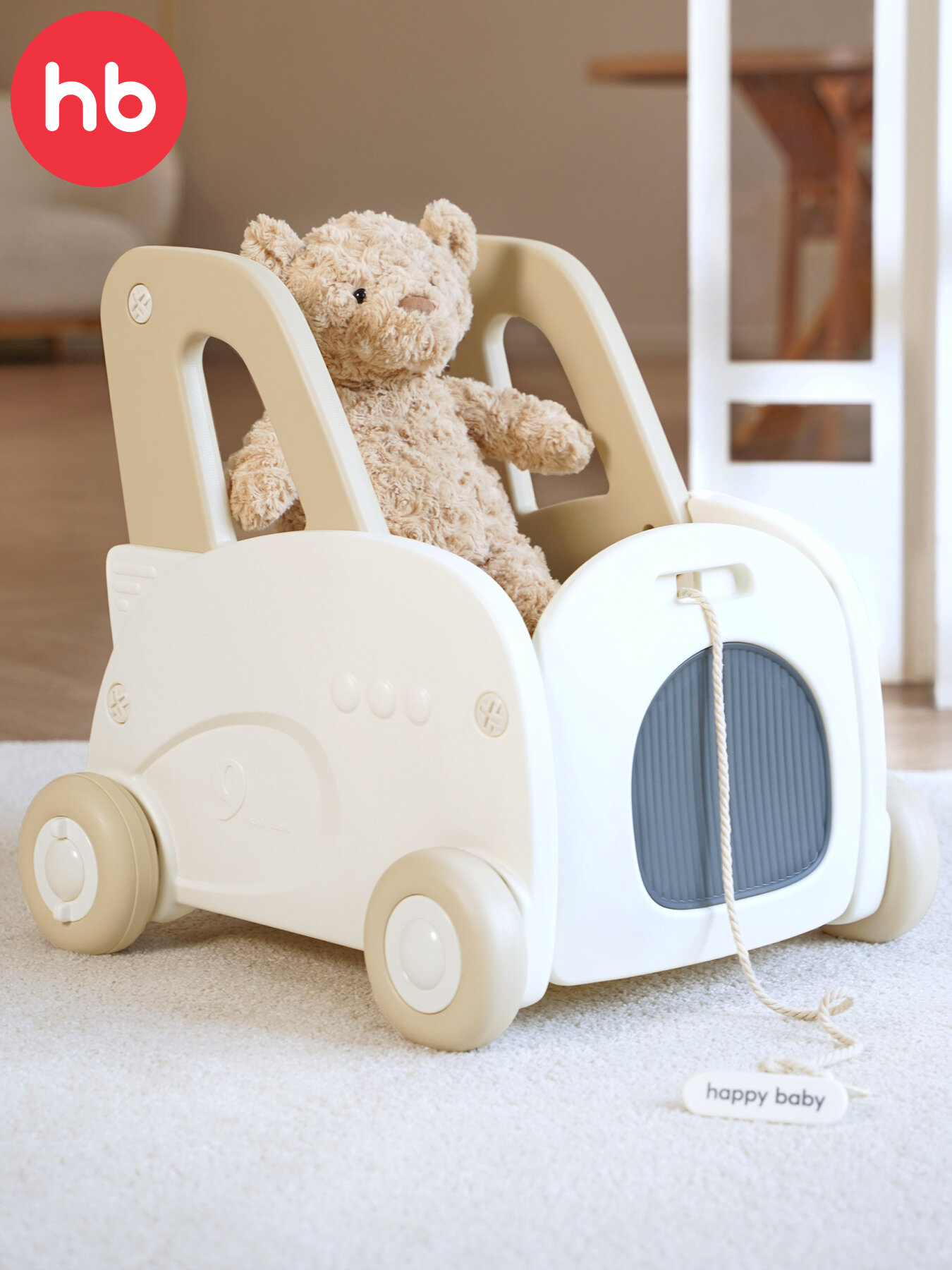 331958 Ходунки каталка Happy Baby Vroomy машинка каталка для мальчиков и девочек пушкар толкар молочная