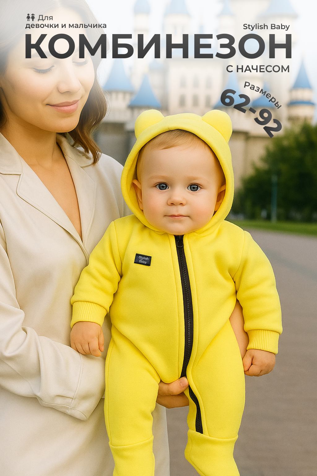 Комбинезон Stylish Baby Весна 2025, размер 80, желтый