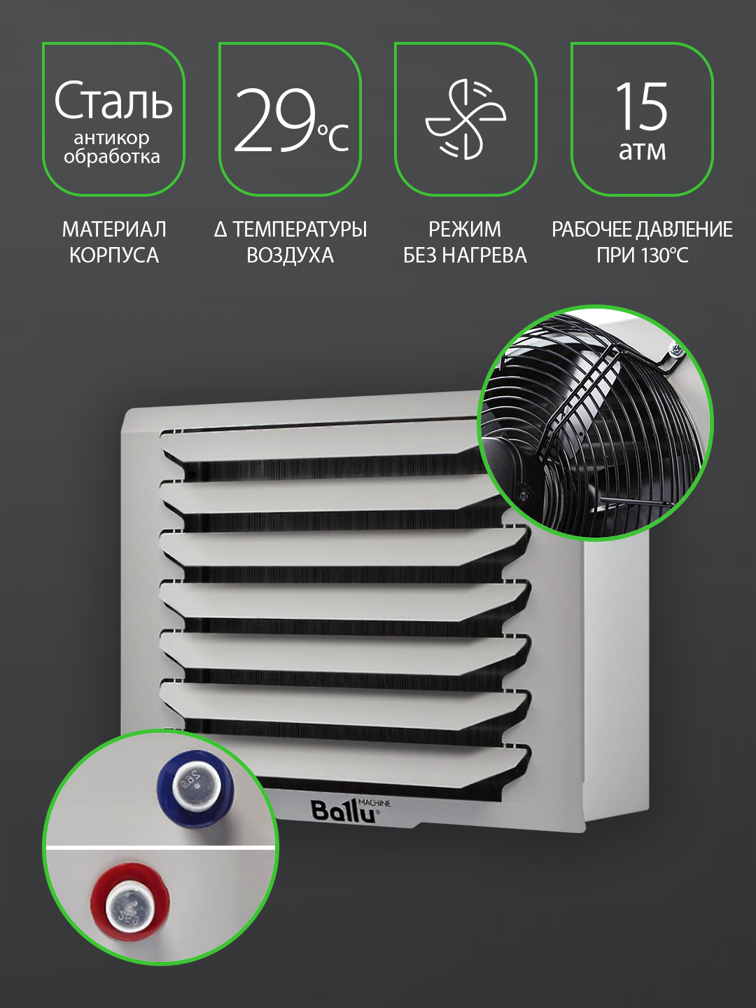 Тепловентилятор водяной Ballu BHP-W4-15-S — фото 1