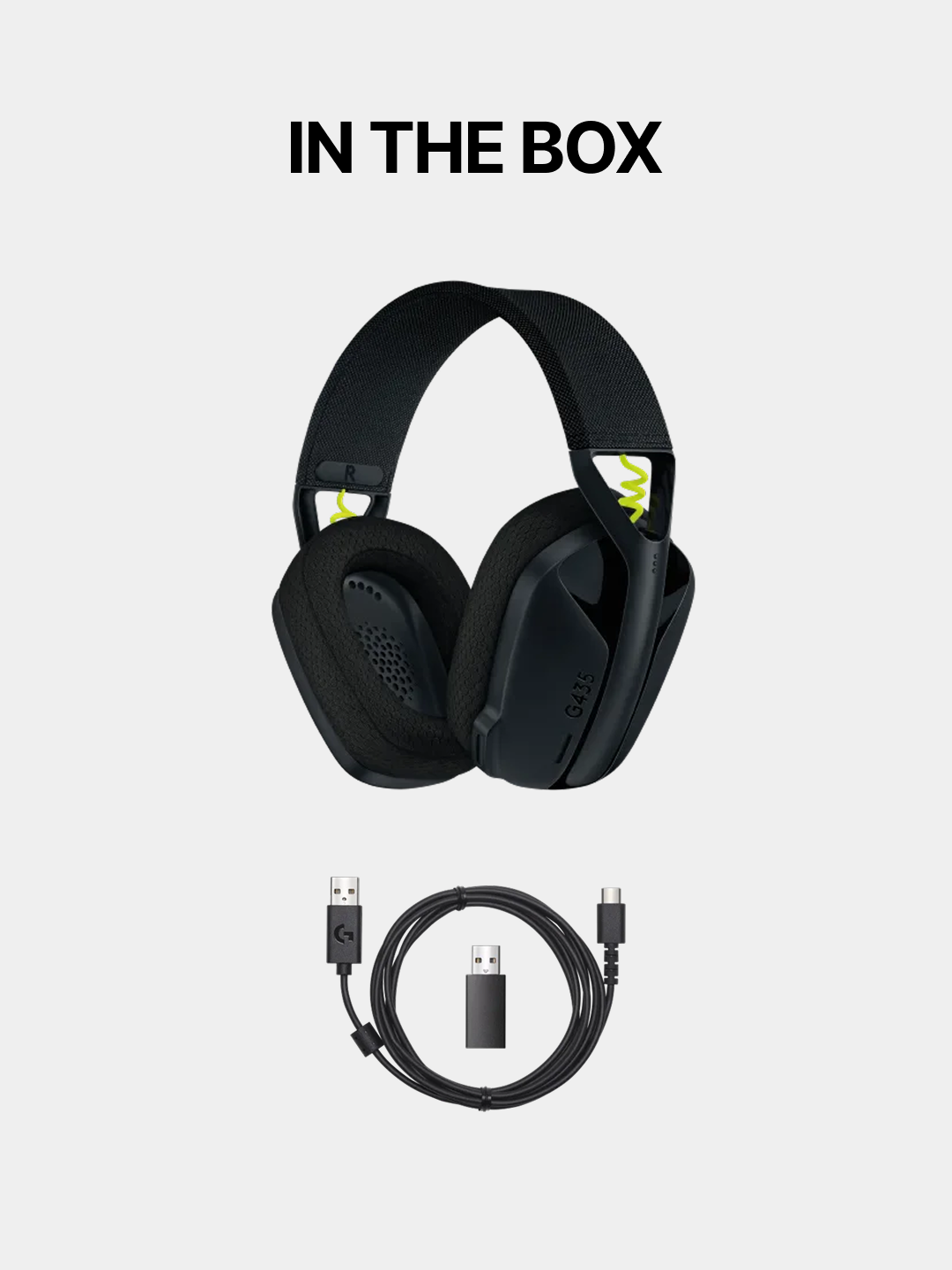 Оригинал, Беспроводная компьютерная гарнитура Logitech G G435, игровые наушники, черный/неоновый желтый, [981-001049] — фото 1