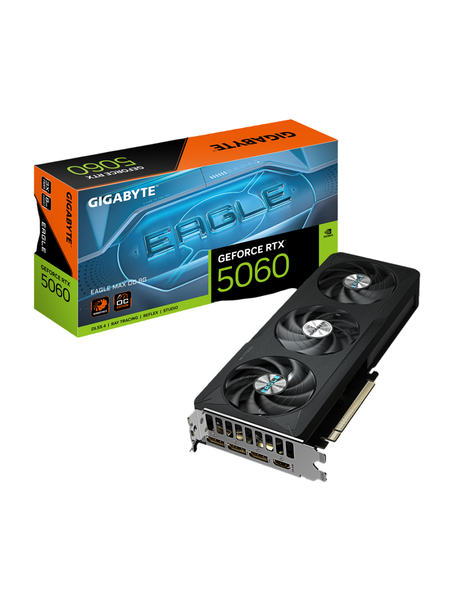 Видеокарта Gigabyte GV-N5060EAGLEMAX OC-8GD, GeForce RTX 5060, 8GB, 3 вентилятора