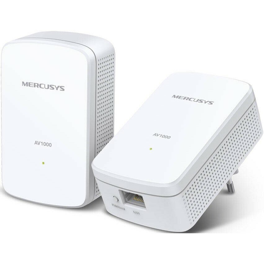 Mercusys MP500 KIT Комплект гигабитных адаптеров AV1000 Gigabit Powerline Kit HomePlug AV2 standard 1 Gigabit port 300m over electrical circuits plug and play.