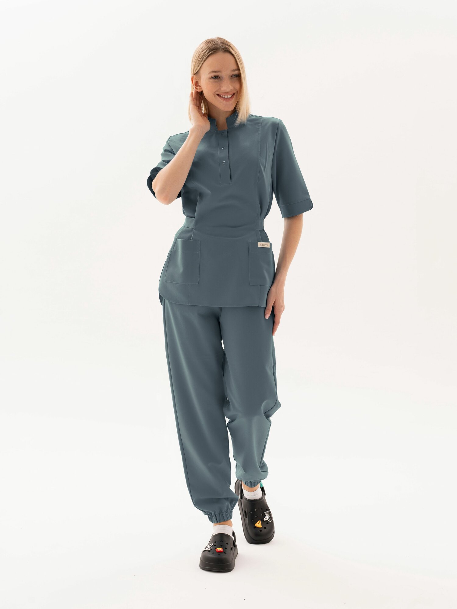 Медицинский костюм LeTimi женский цвет серо-голубой размер 48