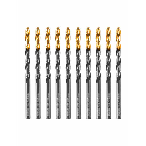 фото Сверло по металлу4,8 мм denzel hss-tin, golden tip, 10 шт 717212