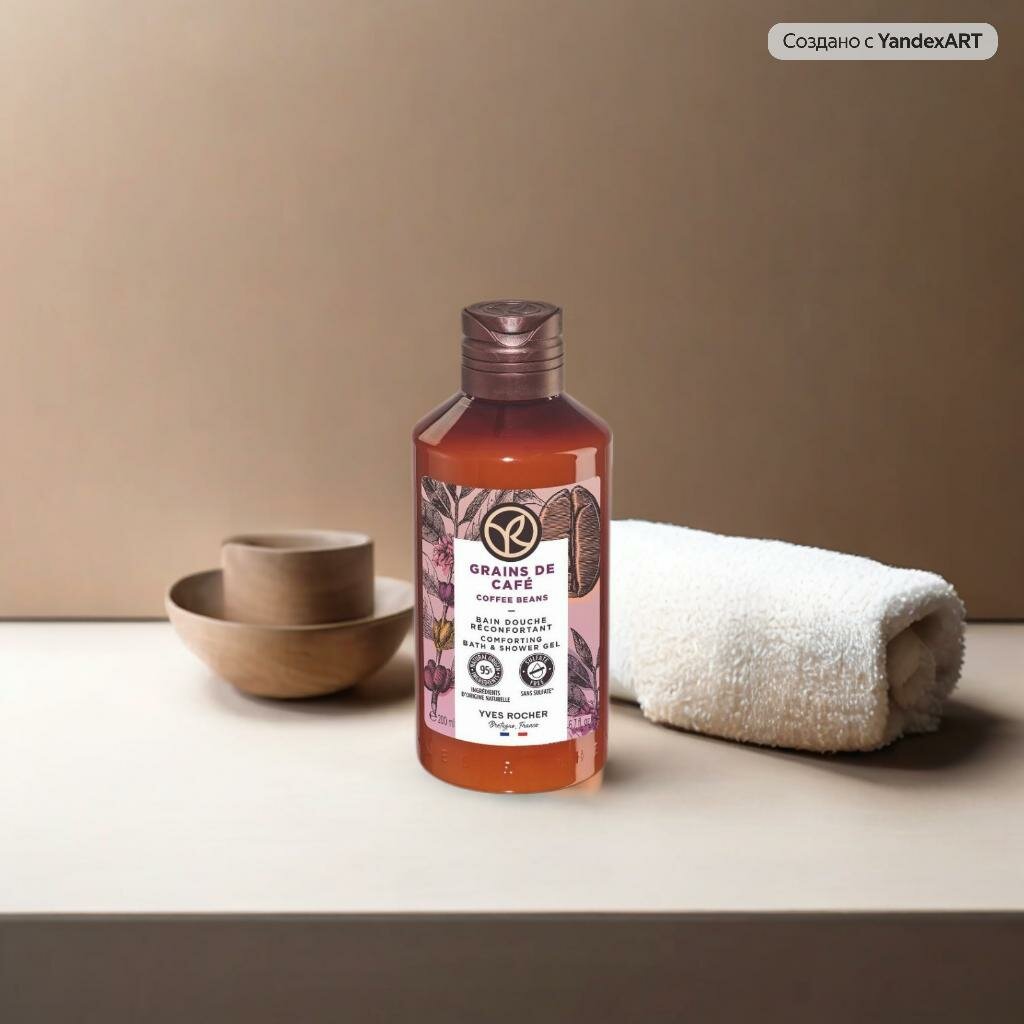 Гель для душа Yves Rocher "Кофе", 200мл, без сульфатов, унисекс
