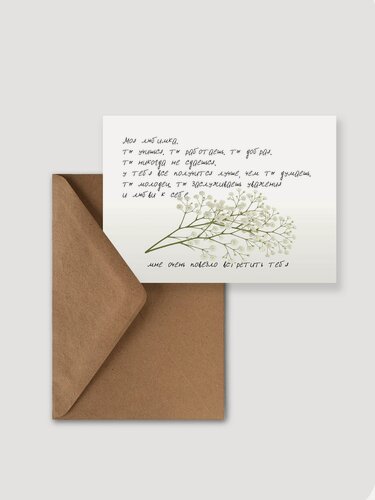 Изображение товара Открытка с сухоцветами meswero signature / тише / любимка