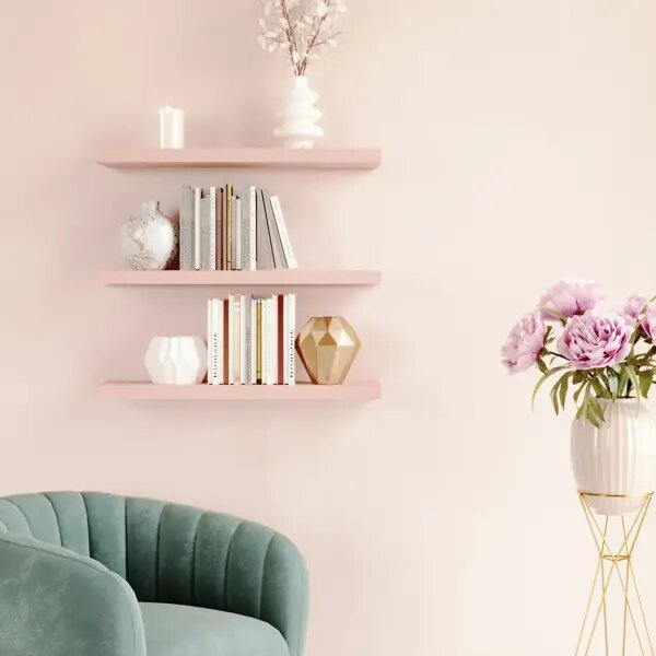 Полка настенная Spaceo Bistro 80x23.5 см МДФ цвет розовый