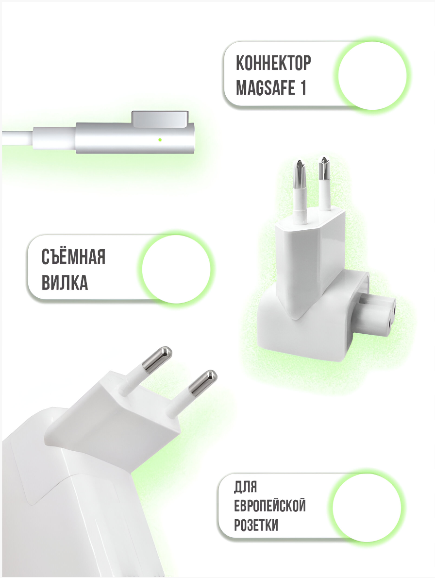 Зарядное устройство для ноутбука MacBook Pro 2006-2012 / MagSafe 1 60W — фото 1