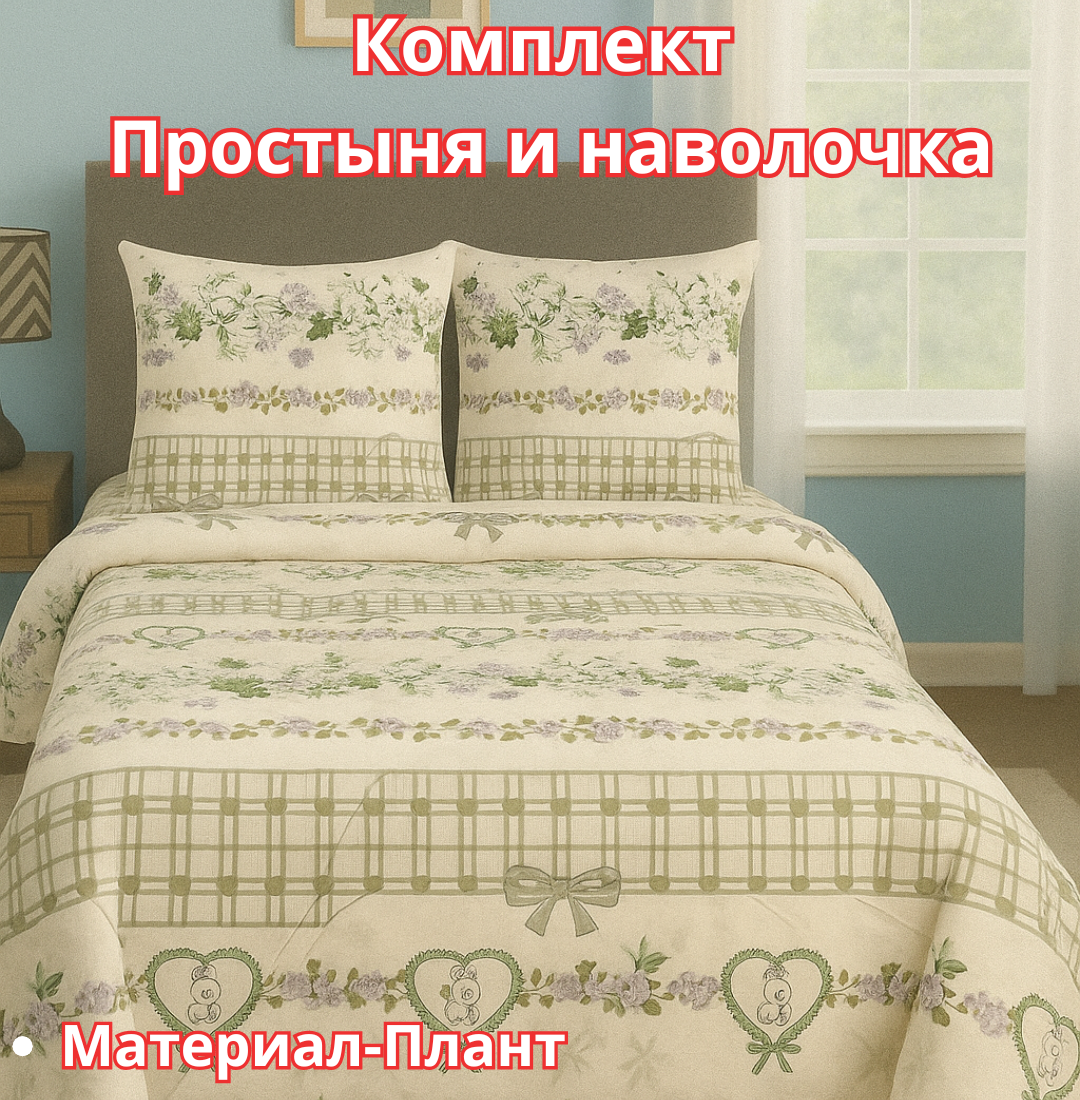 Постельное белья "Простыня и наволочка" размер евро стандарт