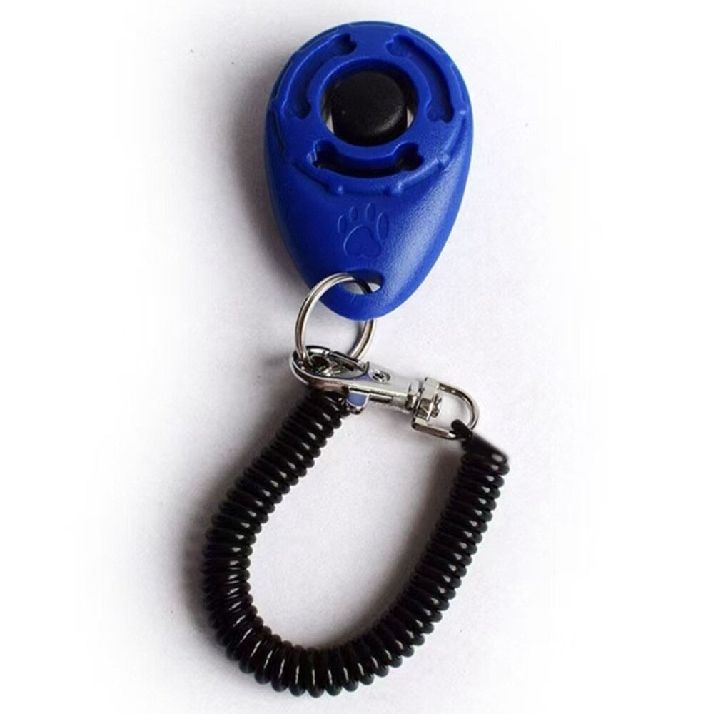 Игрушка для собак Кликер на браслете для дрессировки собак с карабином синий