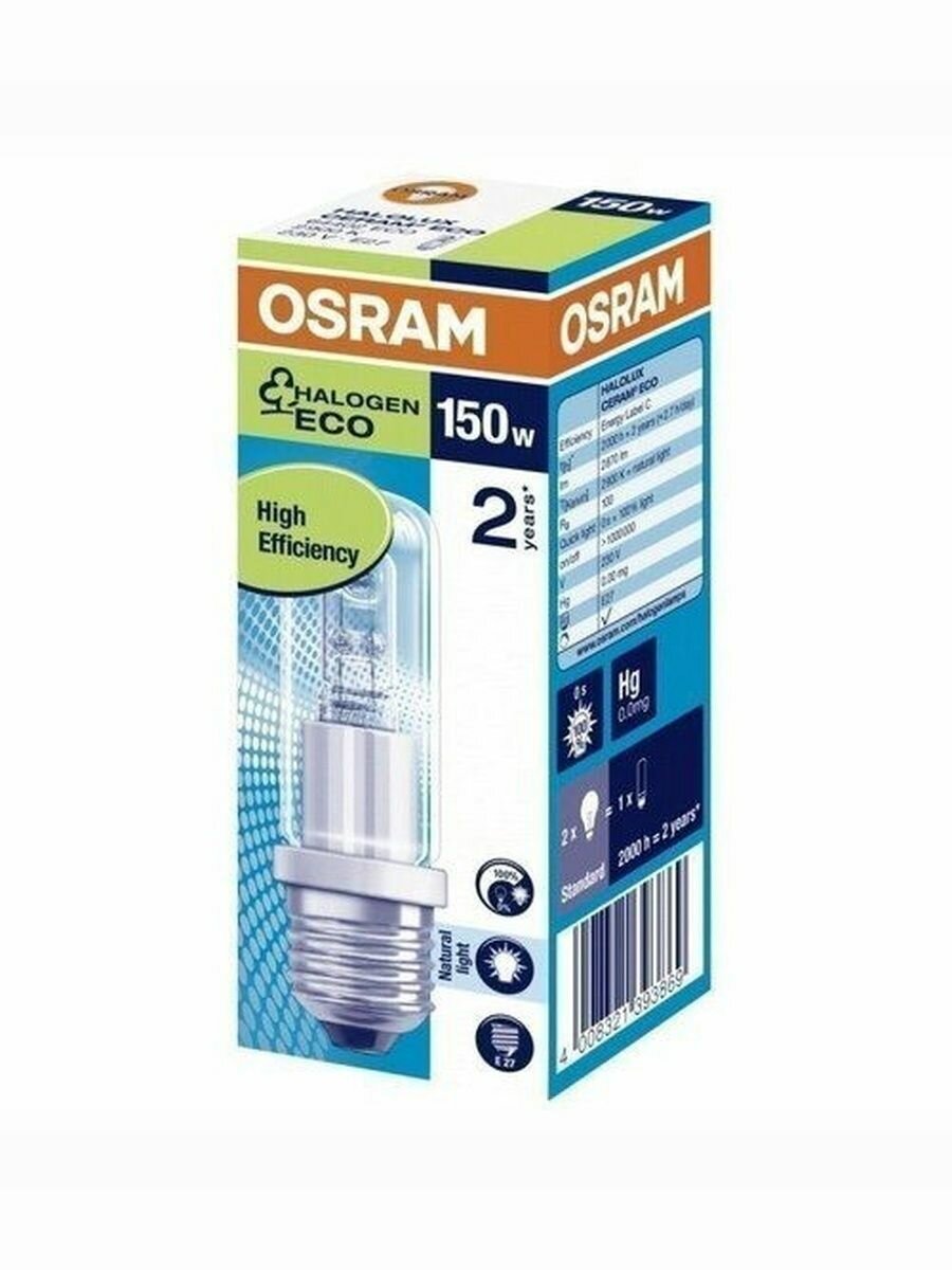 Лампа галогенная 64402 ECO HALOLUX CERAM 150W 230V E27 прозрачная Osram (4008321393869)