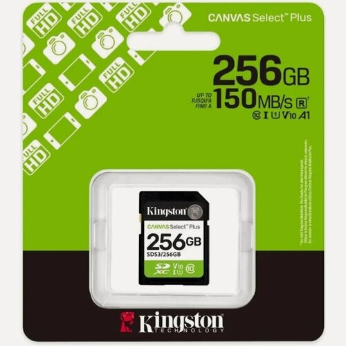 Изображение товара Карта памяти Kingston SDXC 256Gb Canvas Select Plus Gen3 UHS-I U1 V10 150 Mb/s