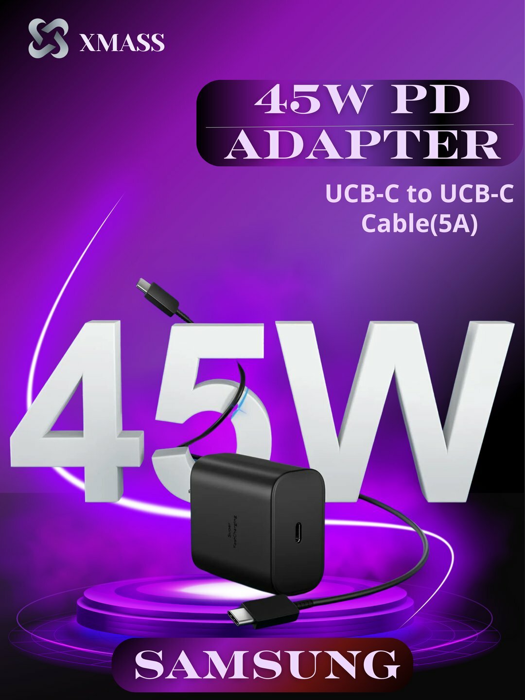 Быстрое зарядное устройство 45Вт с кабелем, Type-C 5A — фото 1